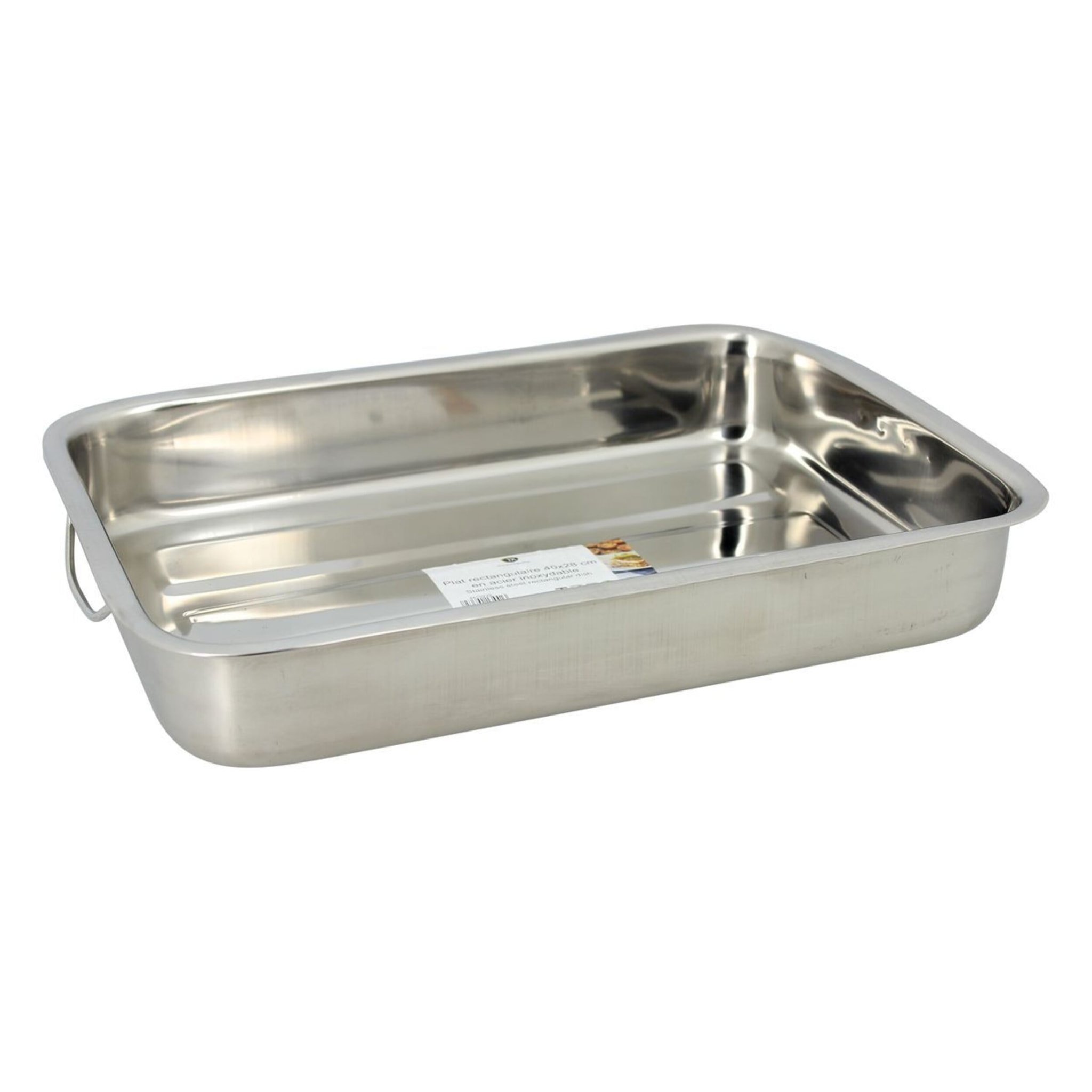 Plat à four rectangulaire en inox avec poignées 40x28cm HARRY