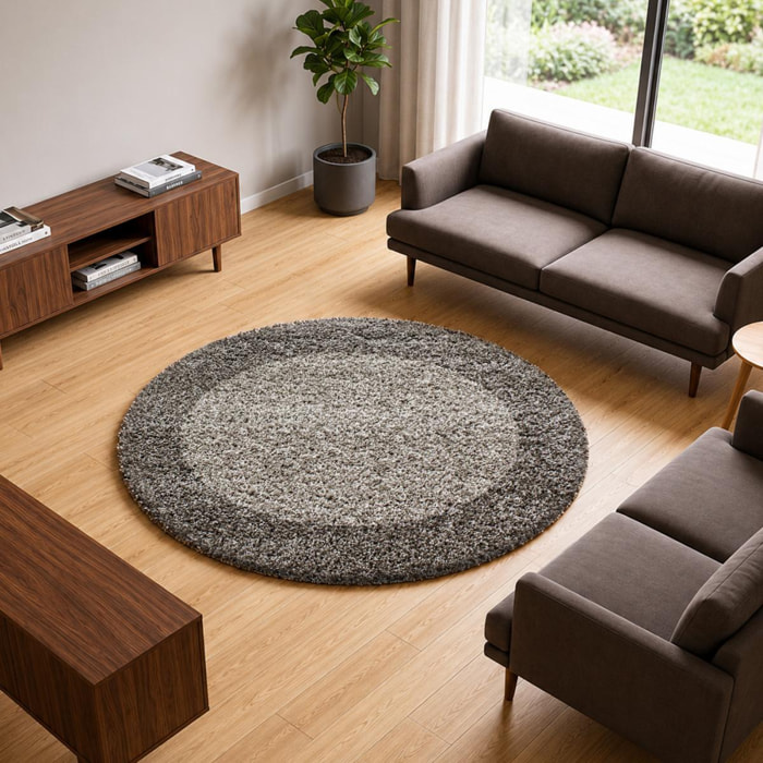 Tapis poils longs shaggy tissé motif simple NIVA