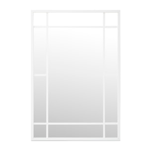 Miroir mural rectangulaire de type fenêtre en bois avec une ton blanc Hauteur: 99.6 Longueur: 69.7 Largeur: 1.4
