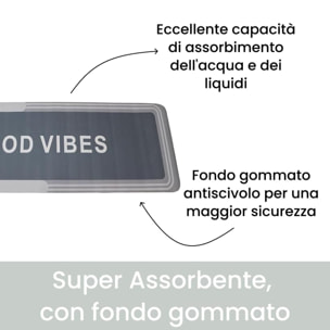 Tappeto Bagno, Tappeto Doccia Antiscivolo, Assorbente, Lavabile, 50x140 cm, Tappetino Magico per Bagno e Cucina. Modello: Good Vibes