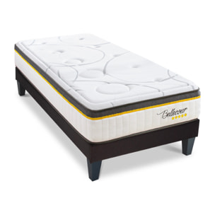 Ensemble Matelas Bellecour 3.0 & Sommier KIT15, Mémoire de Forme et Ressorts Ensachés, 30 cm, technologie Tri-Lattes, Soutien Ferme