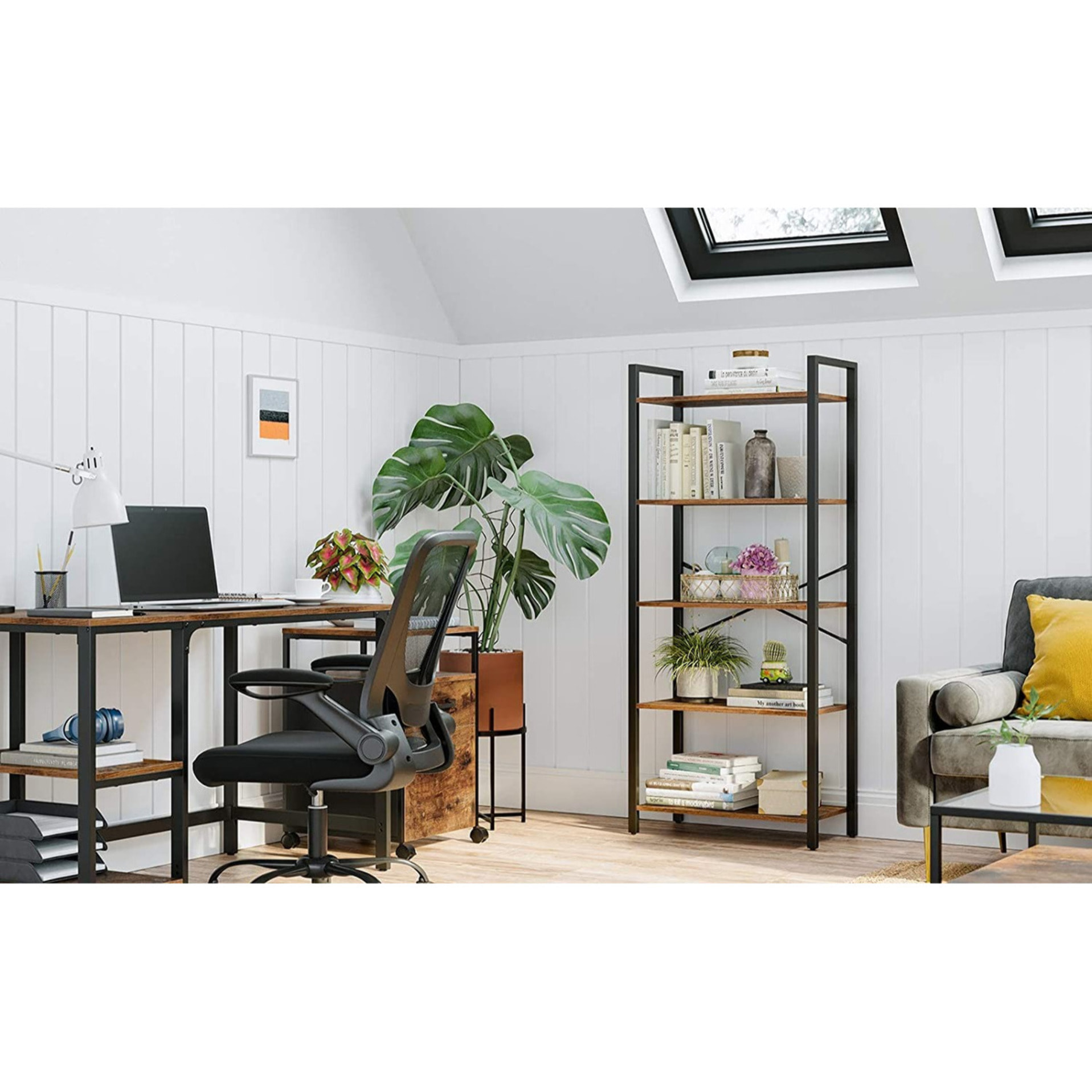 Libreria industriale a 5 ripiani in stile loft rustico LLS061B01