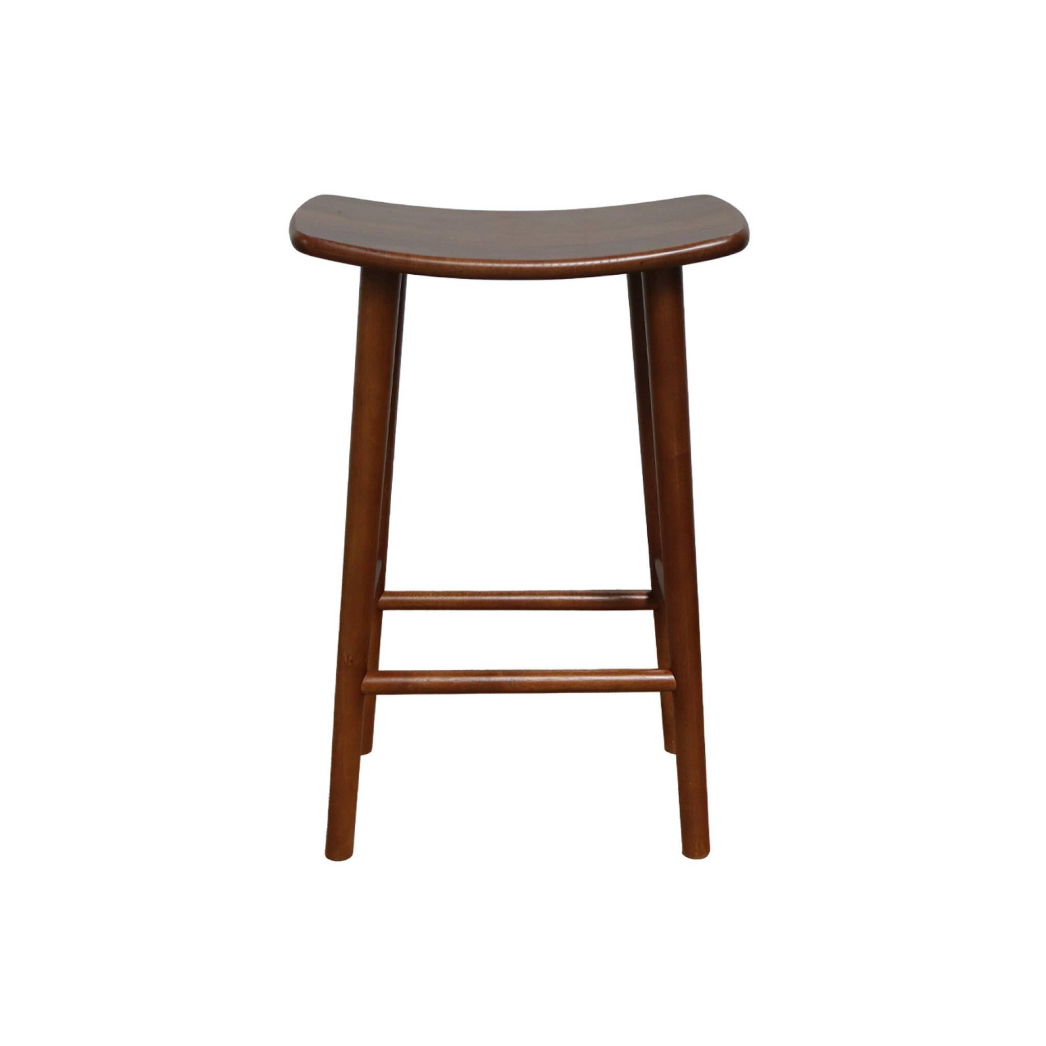 Lot de 2 tabourets de bar vintage bois d'hévéa teinte noyer - 46 x 31 x 68 cm - Louna