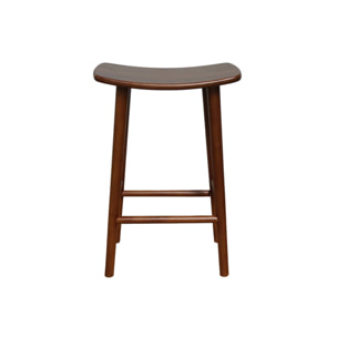 Lot de 2 tabourets de bar vintage bois d'hévéa teinte noyer - 46 x 31 x 68 cm - Louna