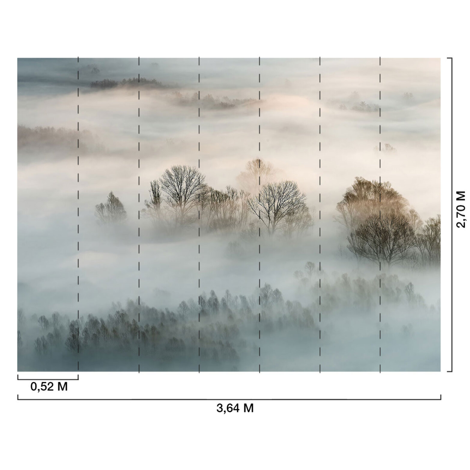 Papier peint panoramique la toscane sous la brume Intissé