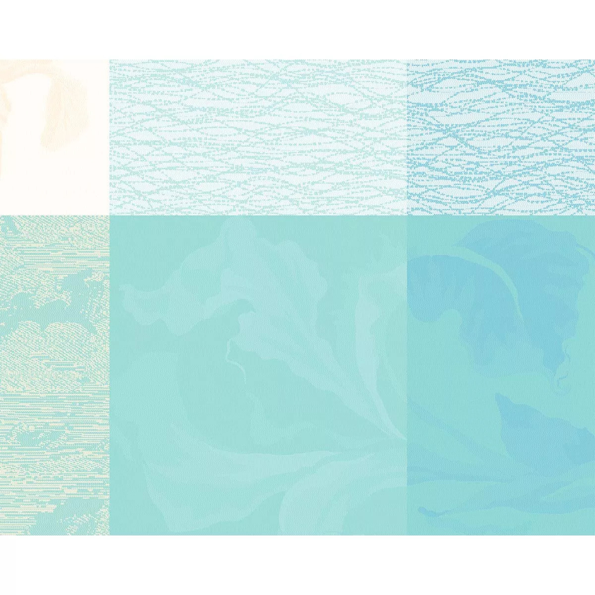 Set pur coton enduit motif jacquard Mille iris d'eau aqua