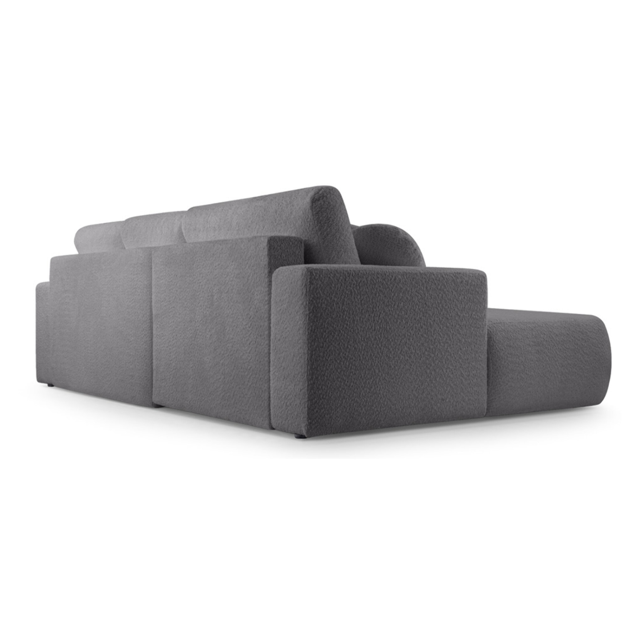 Candela - canapé d'angle gauche 4 places - convertible avec coffre - en tissu bouclette - Gris foncé