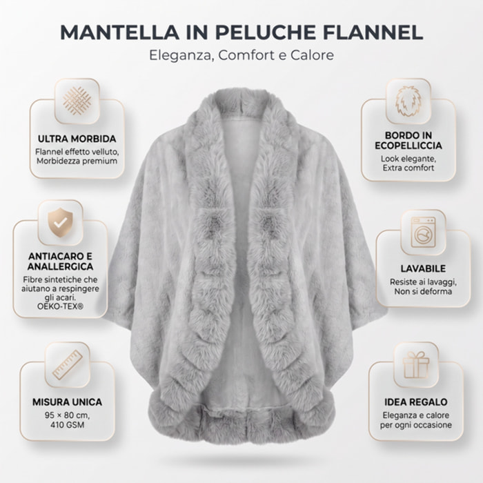 Mantella effetto flanella in fibre sintetiche - Grigio