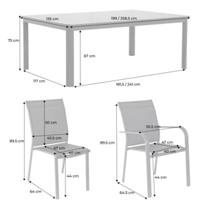 Table de jardin extensible aluminium + 12 assises KARO + BUFFALO