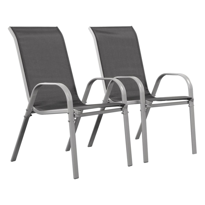 Fauteuil jardin Textilène ''Cordoba'' - Phoenix - Gris foncé/Argenté - Lot de 2