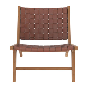 Fauteuil en teck et cuir tressé marron - Kuna