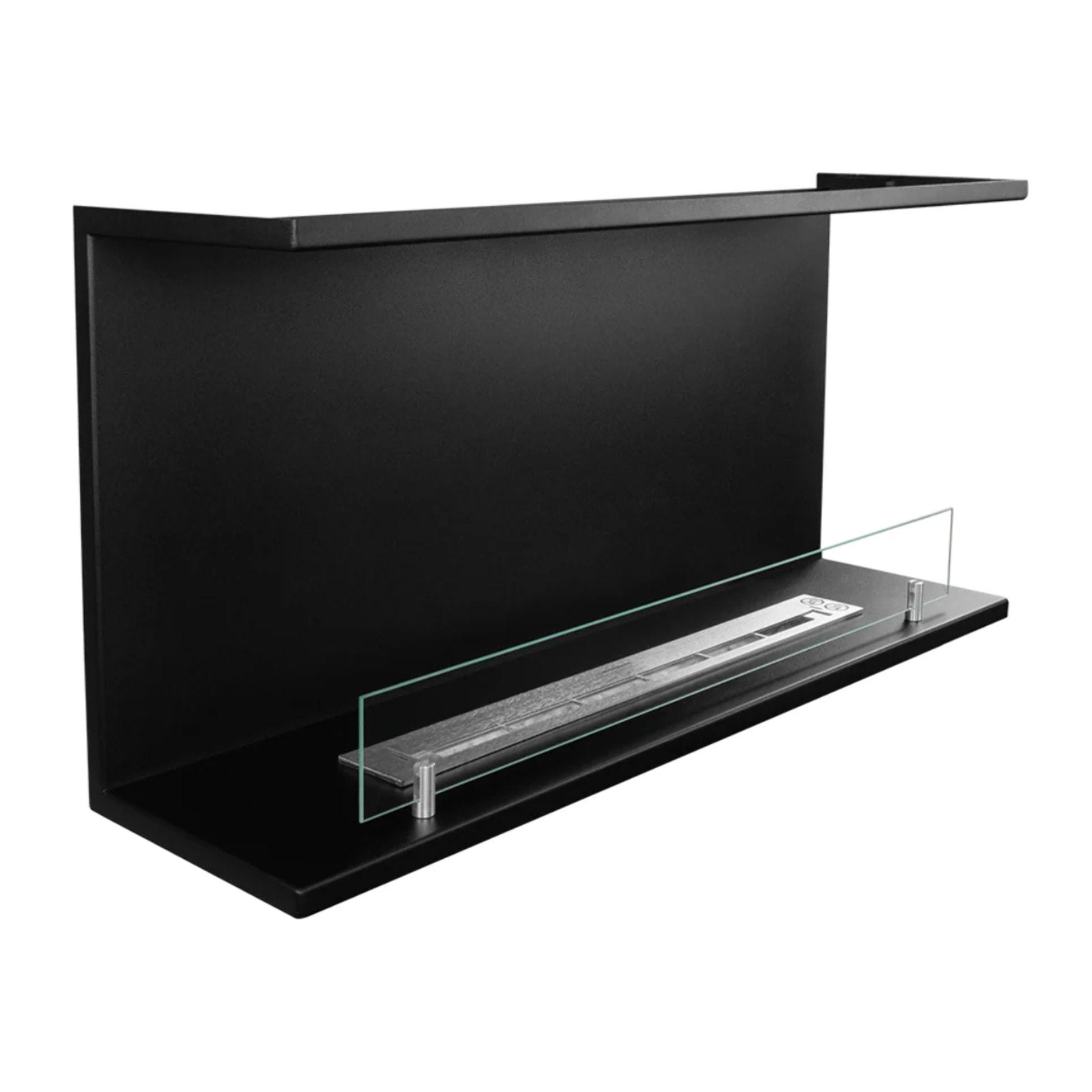 Trevi 90 - Camino a Bioetanolo da Incasso Trifacciale 90x45x24,5 cm con Bruciatore 1,5lt in Acciaio