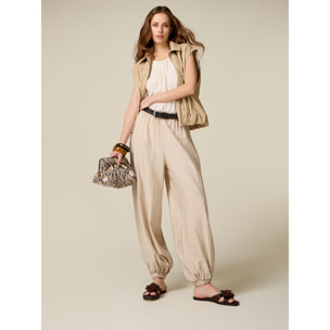 Oltre - Pantalones joggers en tejido fluido - Beige