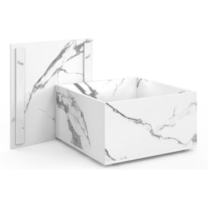 Table basse carrée effet marbre avec rangement 60cm