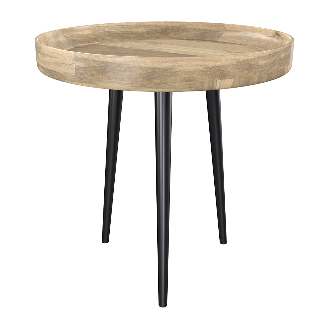 Table d'appoint ronde en bois de manguier clair D40 cm - Palak