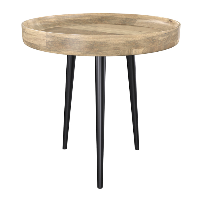 Table d'appoint ronde en bois de manguier clair D40 cm - Palak
