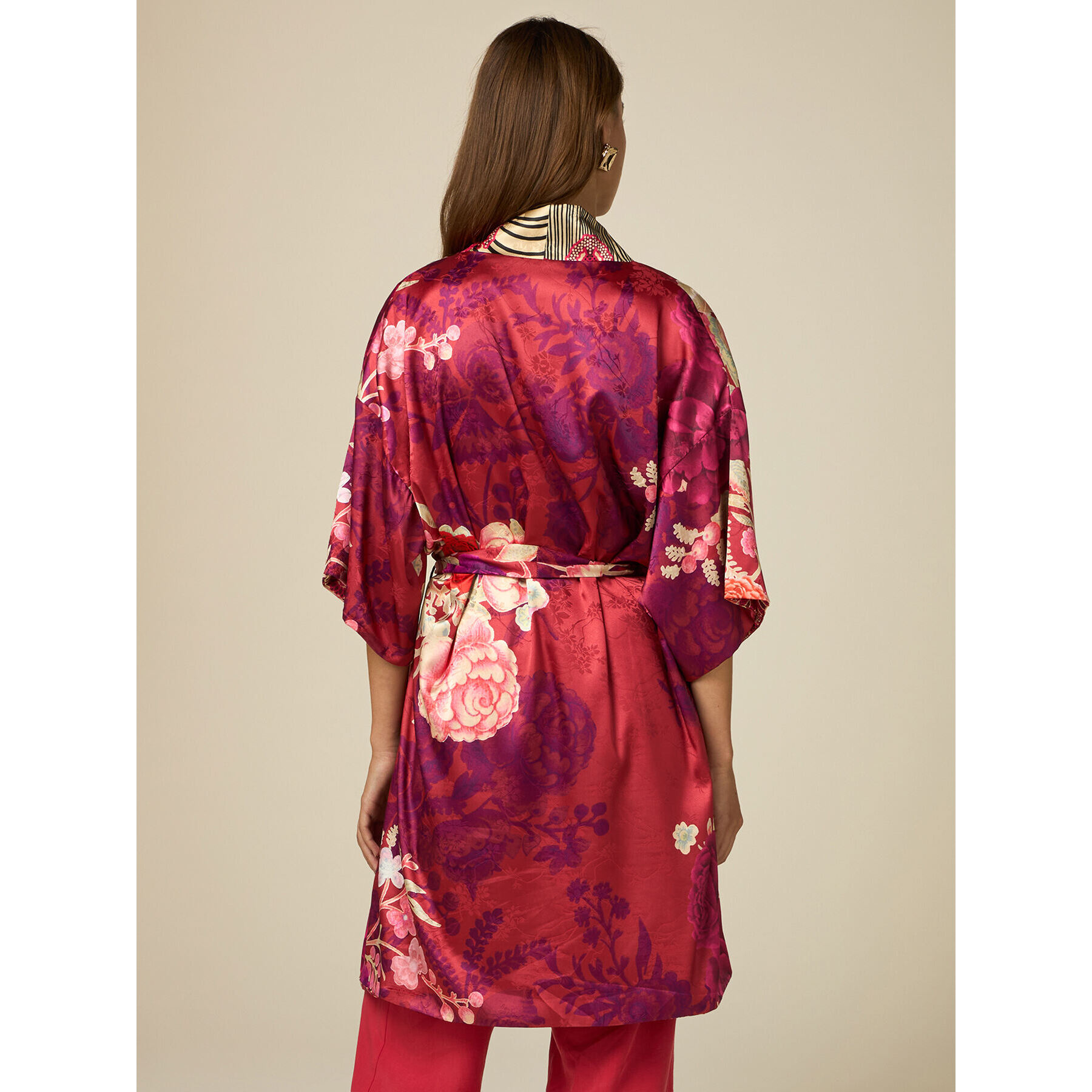 Oltre - Kimono reversible de raso - Rojo