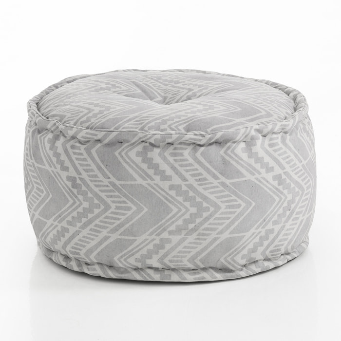 Pouf Tomasucci YANTRA IKAT, en polyester et mousse, gris, 60 × 60 × 30 cm