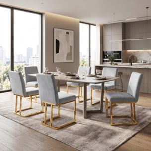 Sedia Imbottita in Effetto Velluto con Gambe Oro, Design Moderno ed Elegante per Sala da Pranzo, Cucina, Soggiorno, Studio e Ufficio
