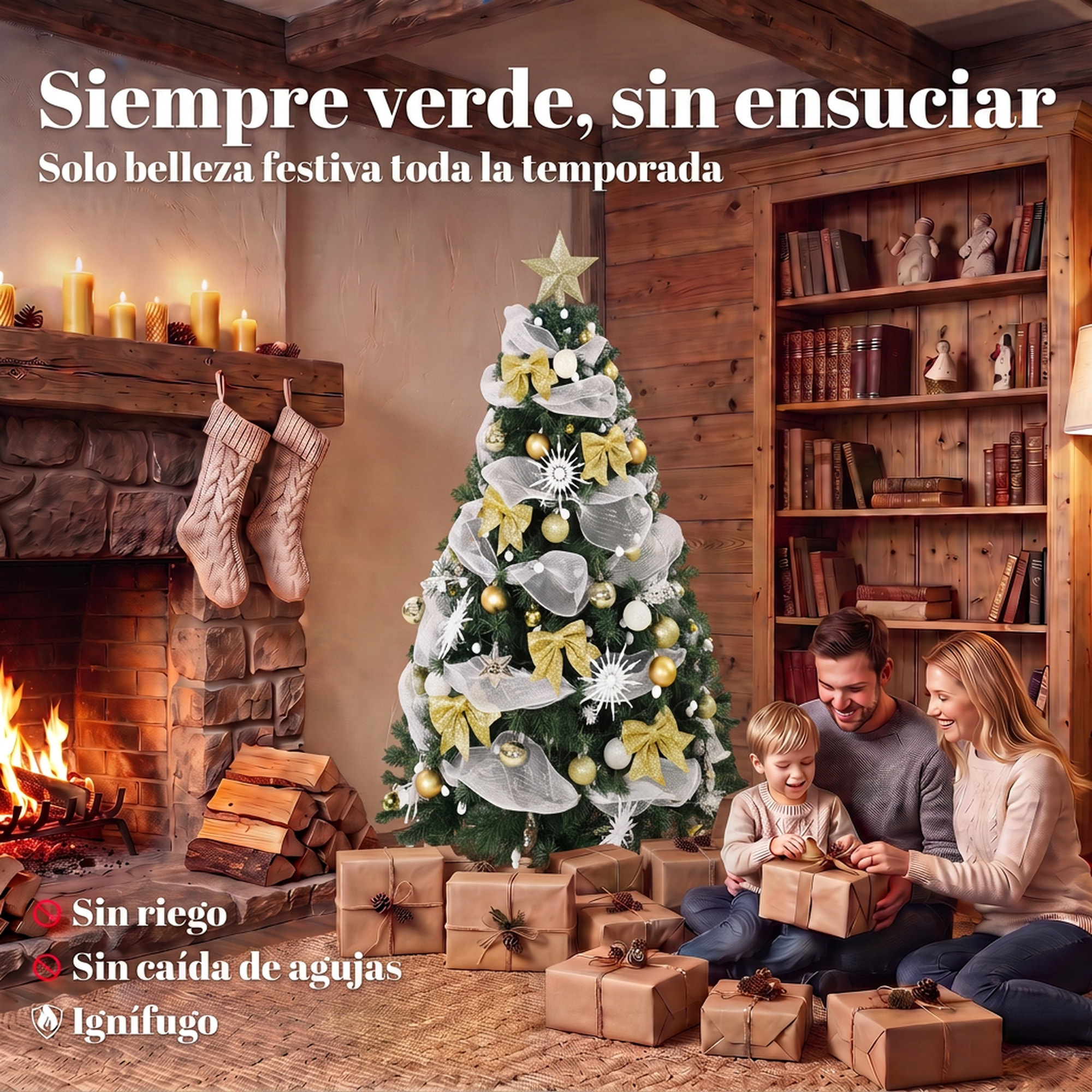 HOMCOM Árbol de Navidad con 200 LED Blanco Cálido, 180 cm, Árbol de Navidad Predecorado, 800 Ramas, 8 Modos, Bolas, Cintas y Lazos, Mando a Distancia, Base Metálica Plegable, Funciona con USB, Verde