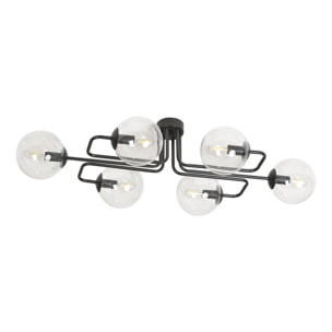 Lampada a sospensione Brendi con struttura in acciaio nero e diffusori in vetro