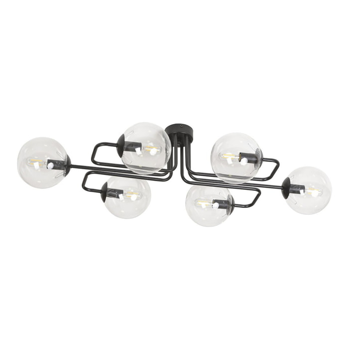 Lampada a sospensione Brendi con struttura in acciaio nero e diffusori in vetro