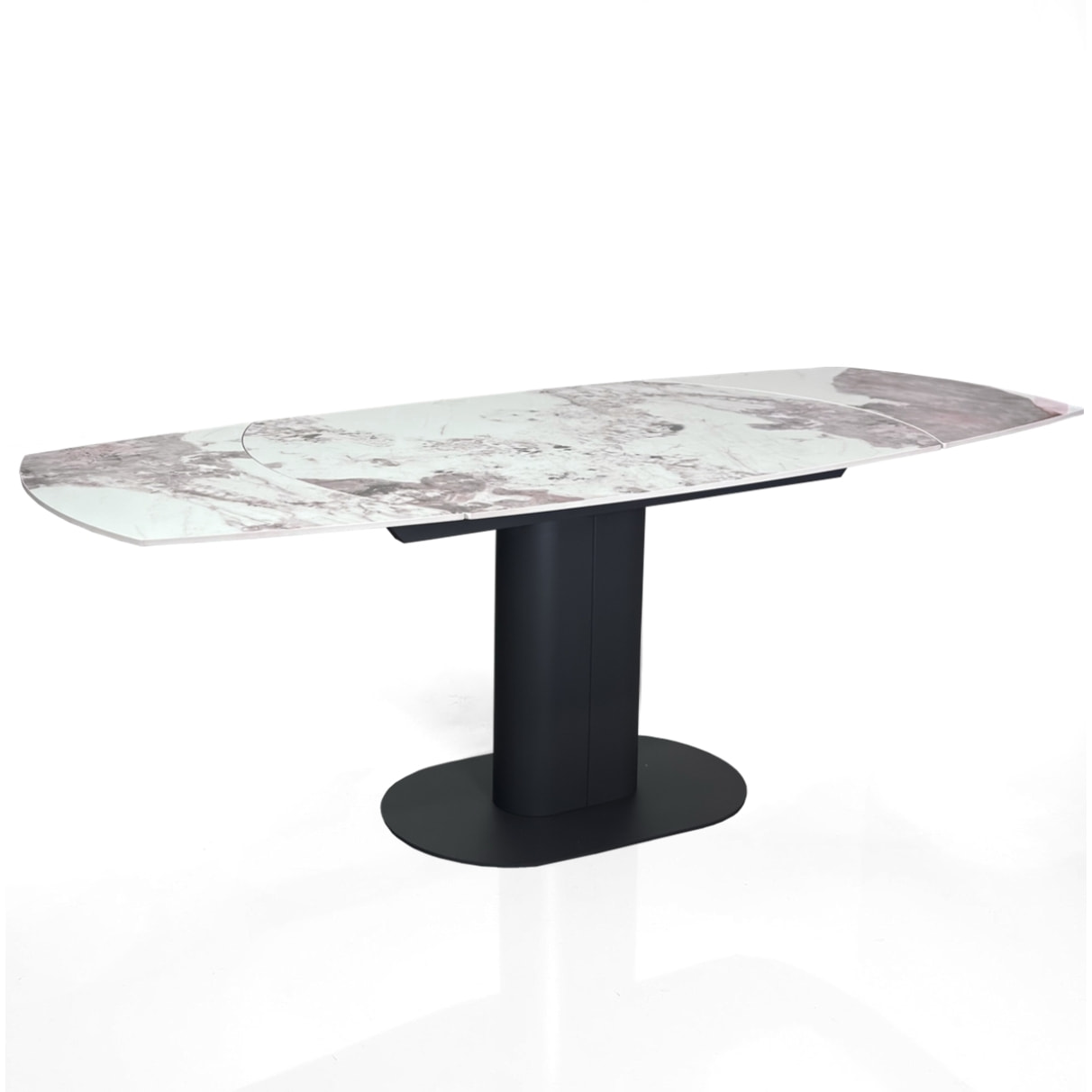 Table à manger extensible Tomasucci FYRM, en céramique, marbre onyx, gris, 120/160/200 × 89 × 76 cm
