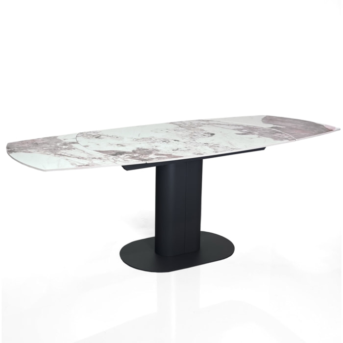 Table à manger extensible Tomasucci FYRM, en céramique, marbre onyx, gris, 120/160/200 × 89 × 76 cm