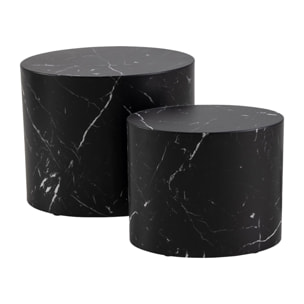 Aeryn - lot de 2 tables basses - effet marbre noir - 48 et 40 cm - Noir