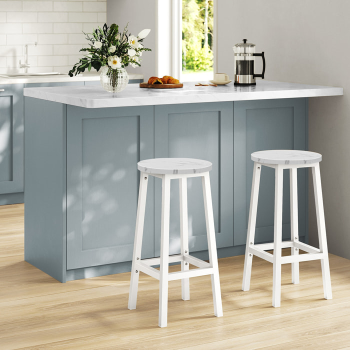 Sgabello da bar alto in stile loft bianco e marmo