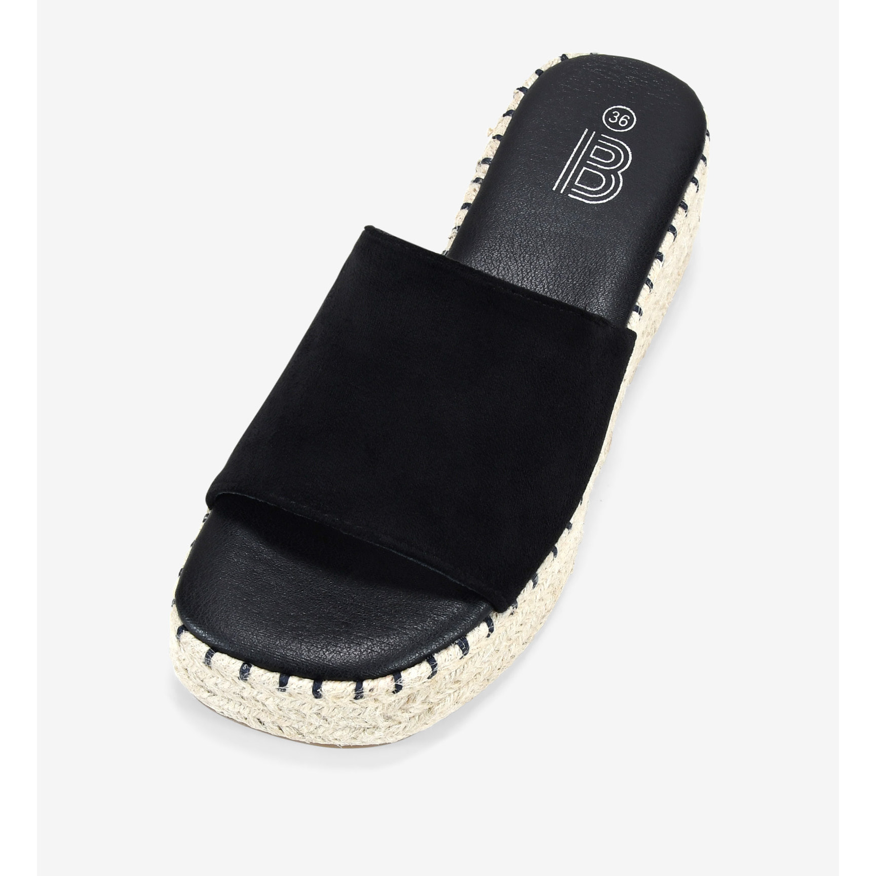 Sandalias de cuña negras con esparto