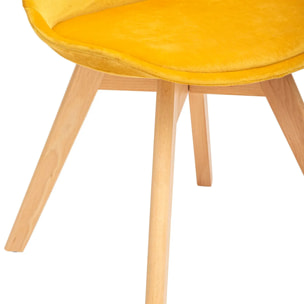 Chaise "Baya" patchwork jaune ocre - pieds en hêtre