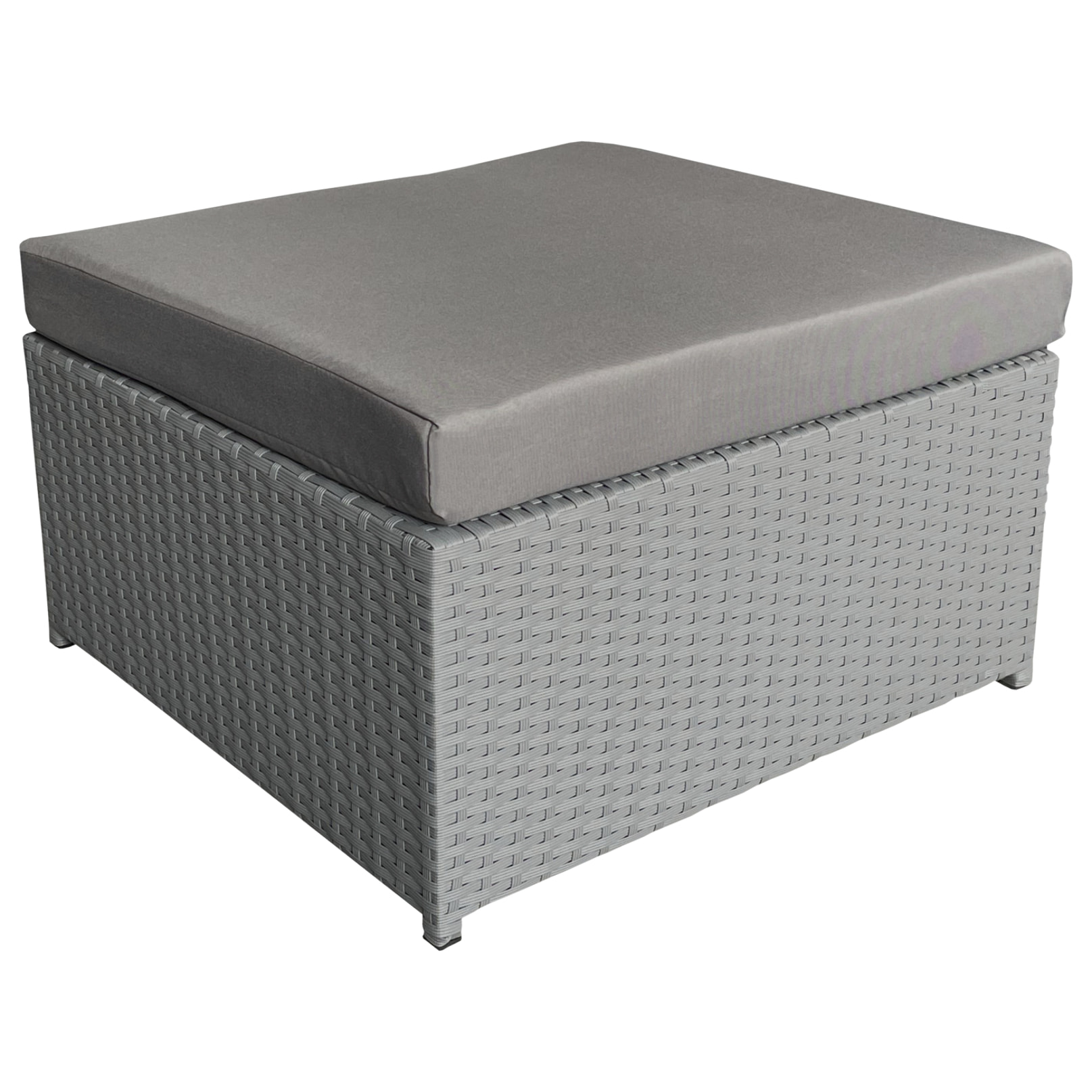 Salon de jardin BONIFACIO en résine tressée gris 6 places - coussin gris