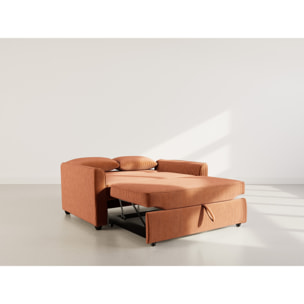 Ernest - Canapé droit 2 places convertible en velours côtelé - Terracotta