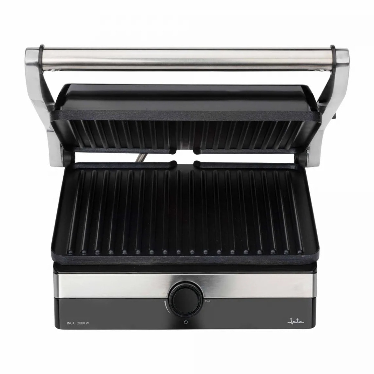 Parrilla eléctrica grill JATA JEGR1596 con placas rayadas (29 x 23,6 cm) antiadherentes. 2000 W