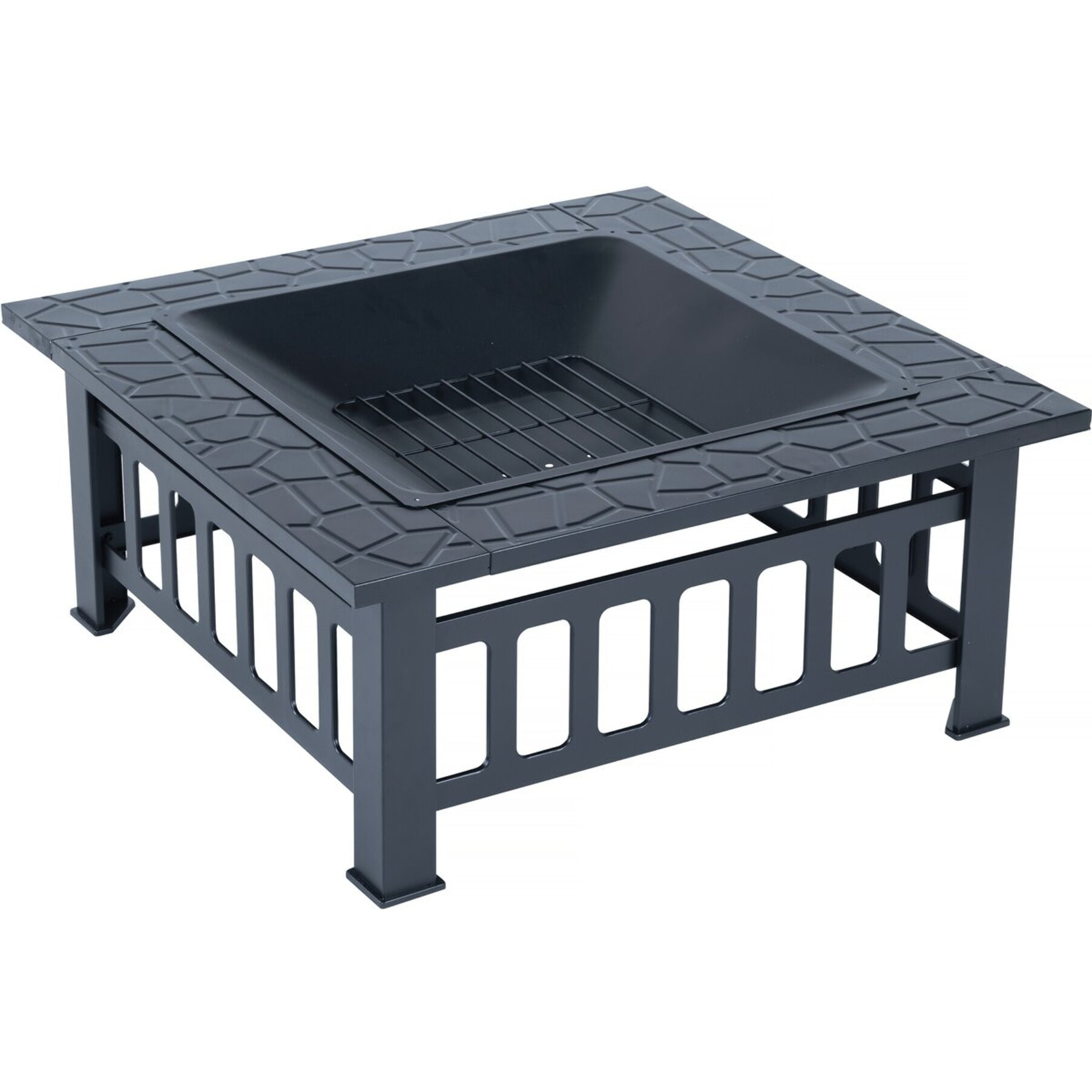 Brasero barbecue 3 en 1 avec couvercle anti braise "Flaméo" - Noir