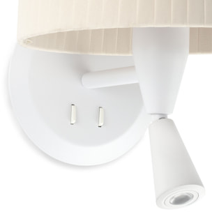 SAMBA Lampada da parete con lettore bianca/bordata beige