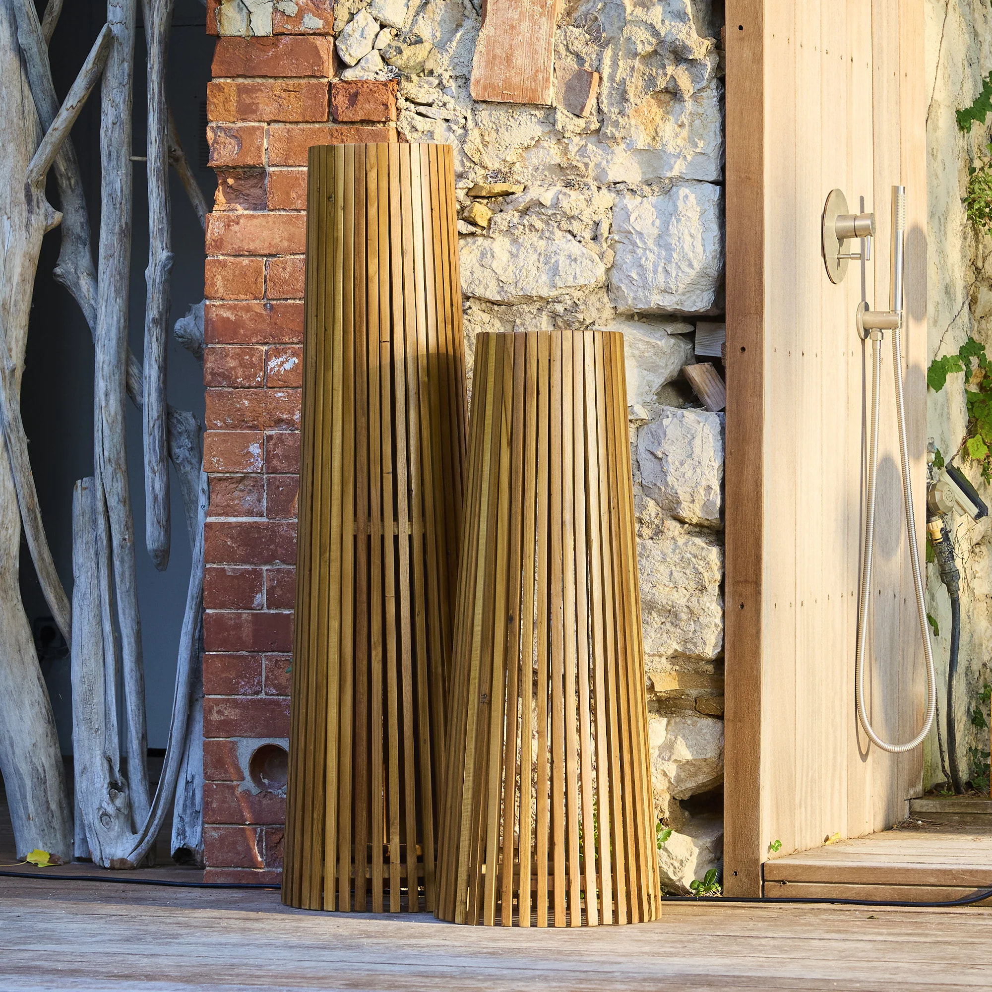 Lampadaire solaire bois TECKA H120CM