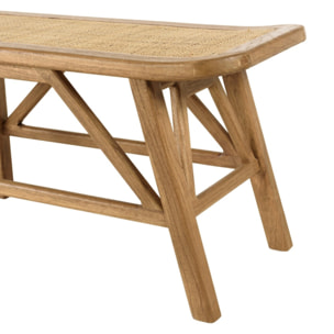 AMY - Banc 2 places en bois de mindi et rotin naturel AMY