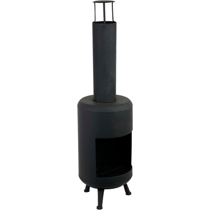 Caminetto da esterno in acciaio Darwin 100 cm, braciere a legna verticale con griglia interna, stufa outdoor resistente fino a 800°C, design industriale moderno, ideale per giardino terrazzo patio e balcone