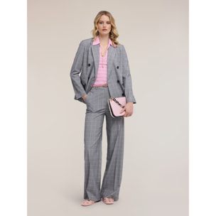 Motivi - Pantalones palazzo estampado príncipe de Gales - Gris