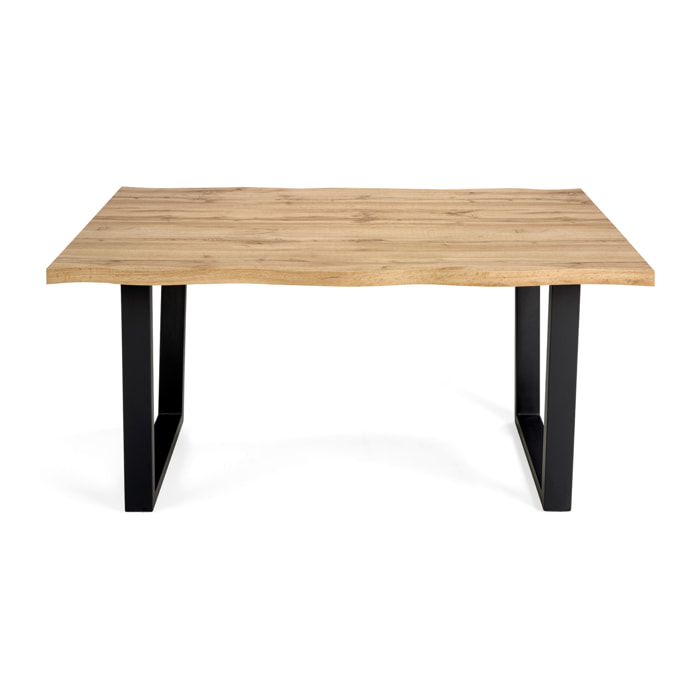 Mesa de comedor fija QUEBEC - roble rústico, negro - 160x90x76cm