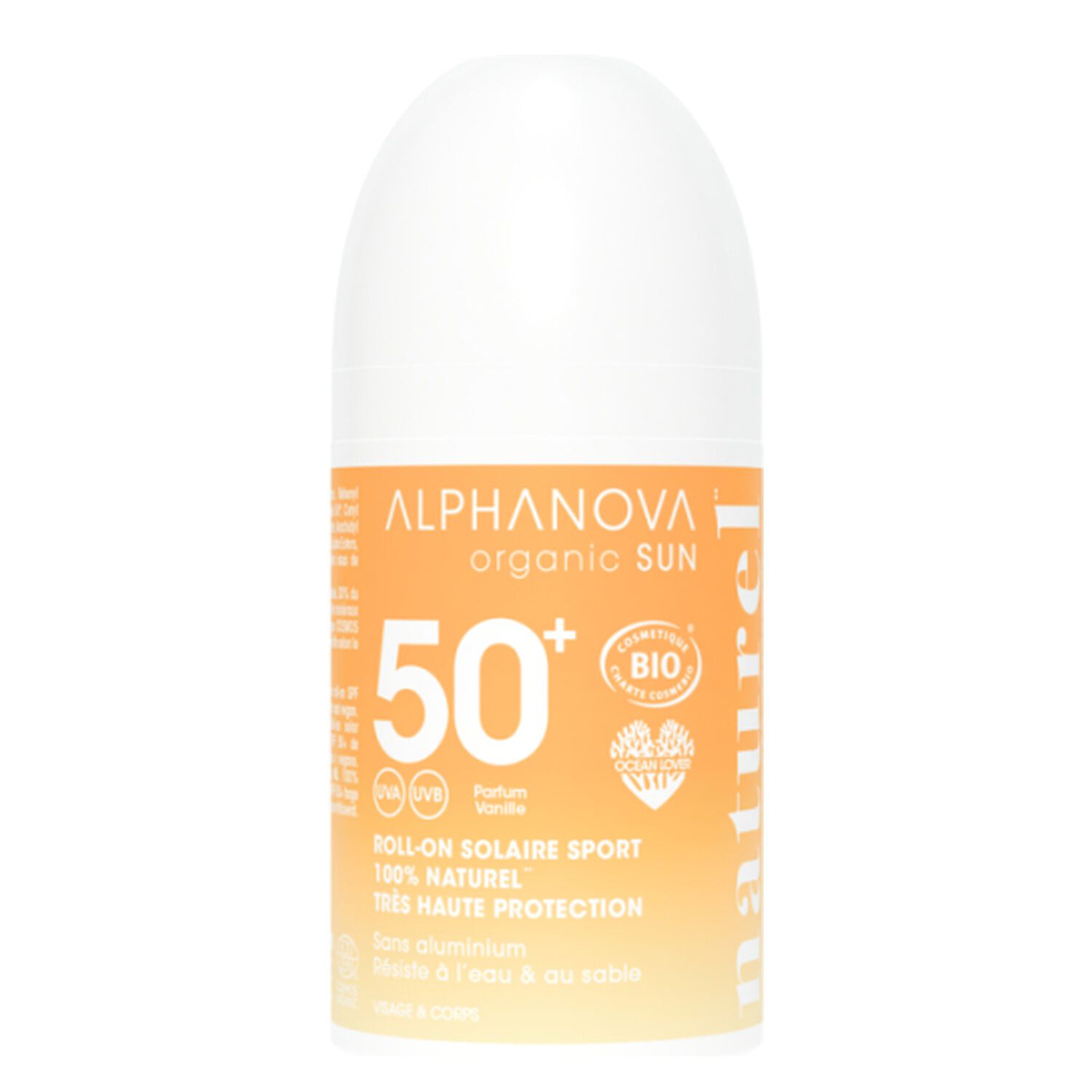 Sun SPF50+ - Roll-On Solaire Sport Haute Resistance 100% Naturel Bio 50g