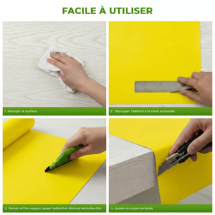 Rouleau adhésif décoratif Vinyle au Mètre - Jaune canari - Sticker Lavable Imperméable Mur Cuisine Meubles