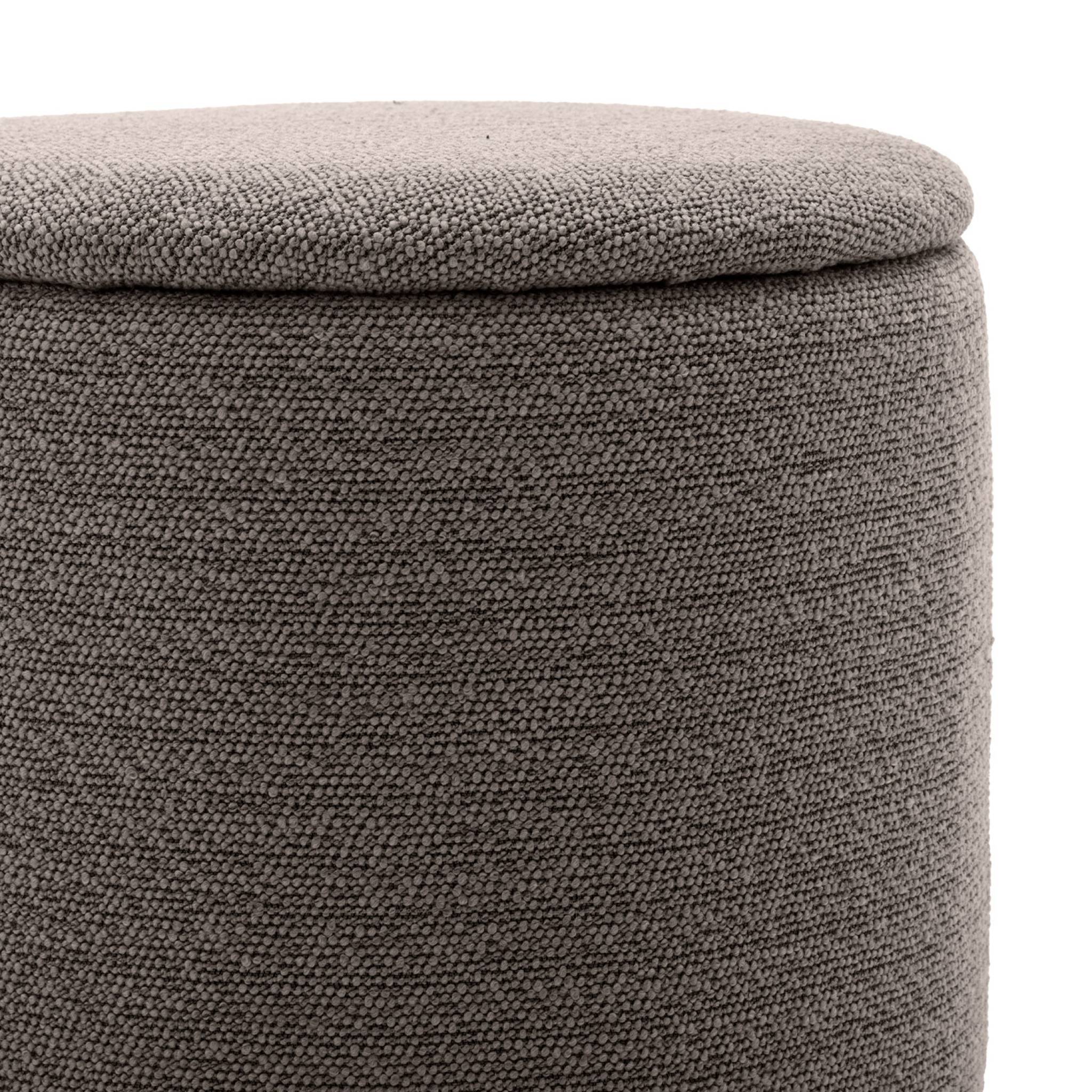 Pouf taupe en tissu avec rangement pour coussins ou plaids