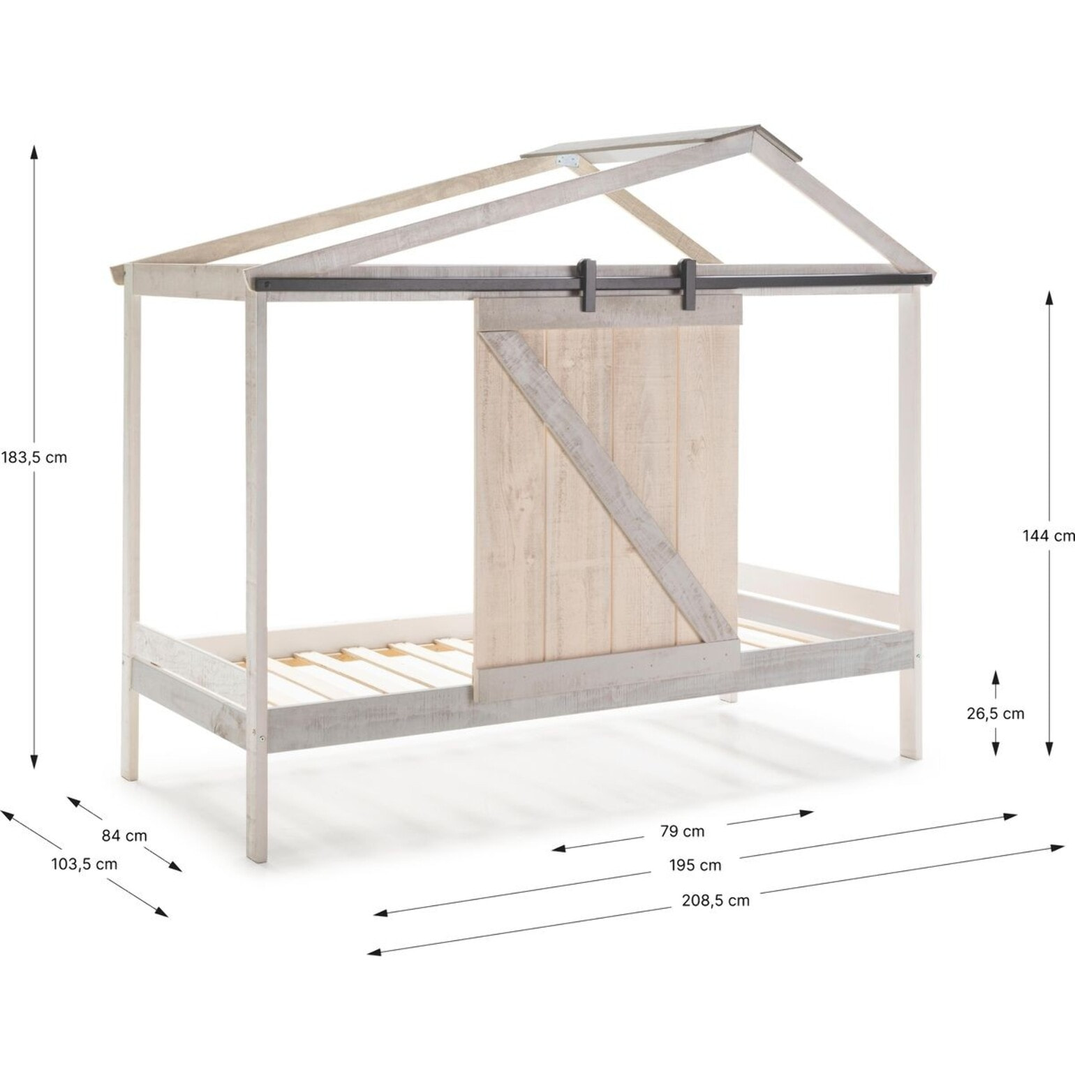 Lit cabane enfant rustique en bois - EMILE