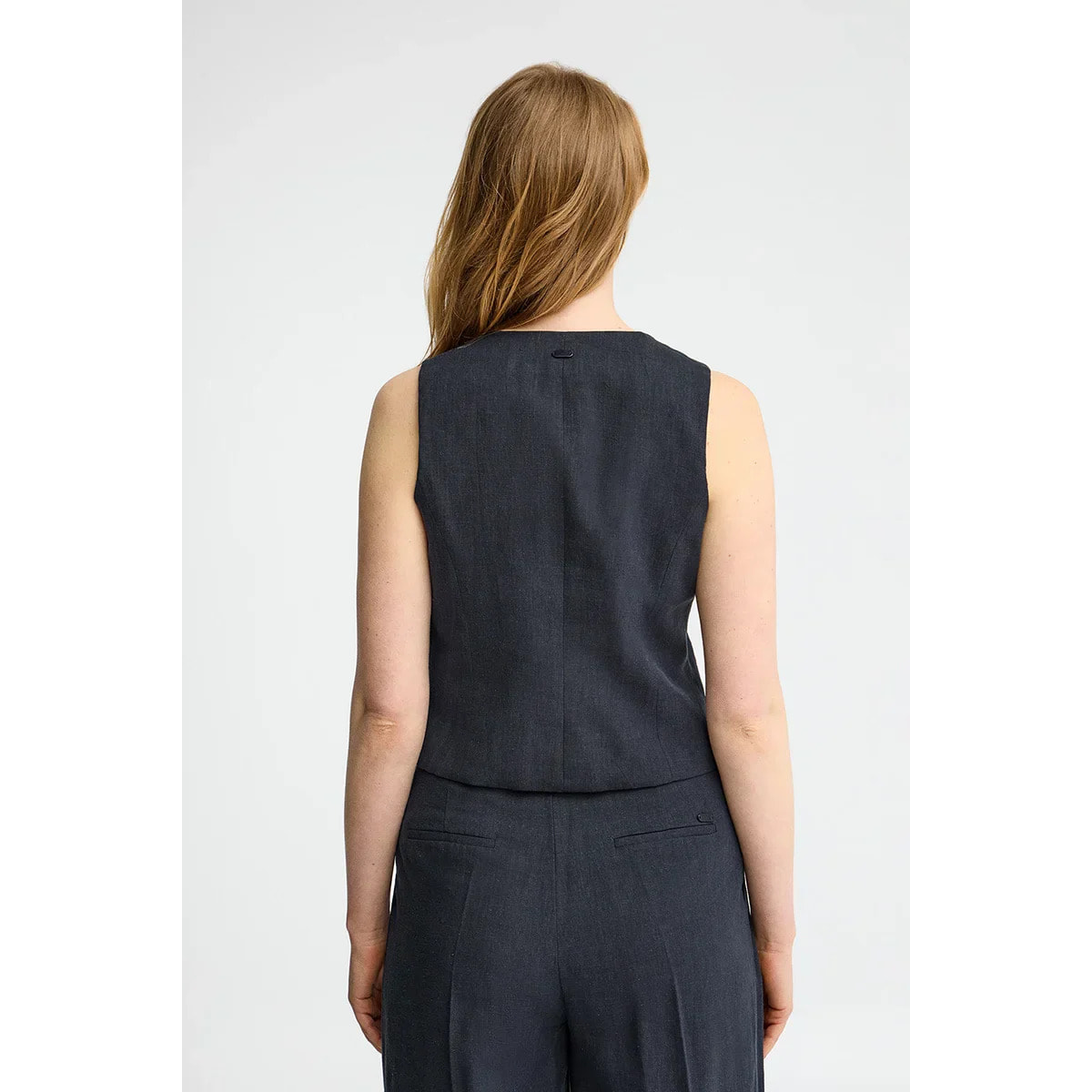 Gilet Verona in lino blu marino regular fit con logo Polo Club