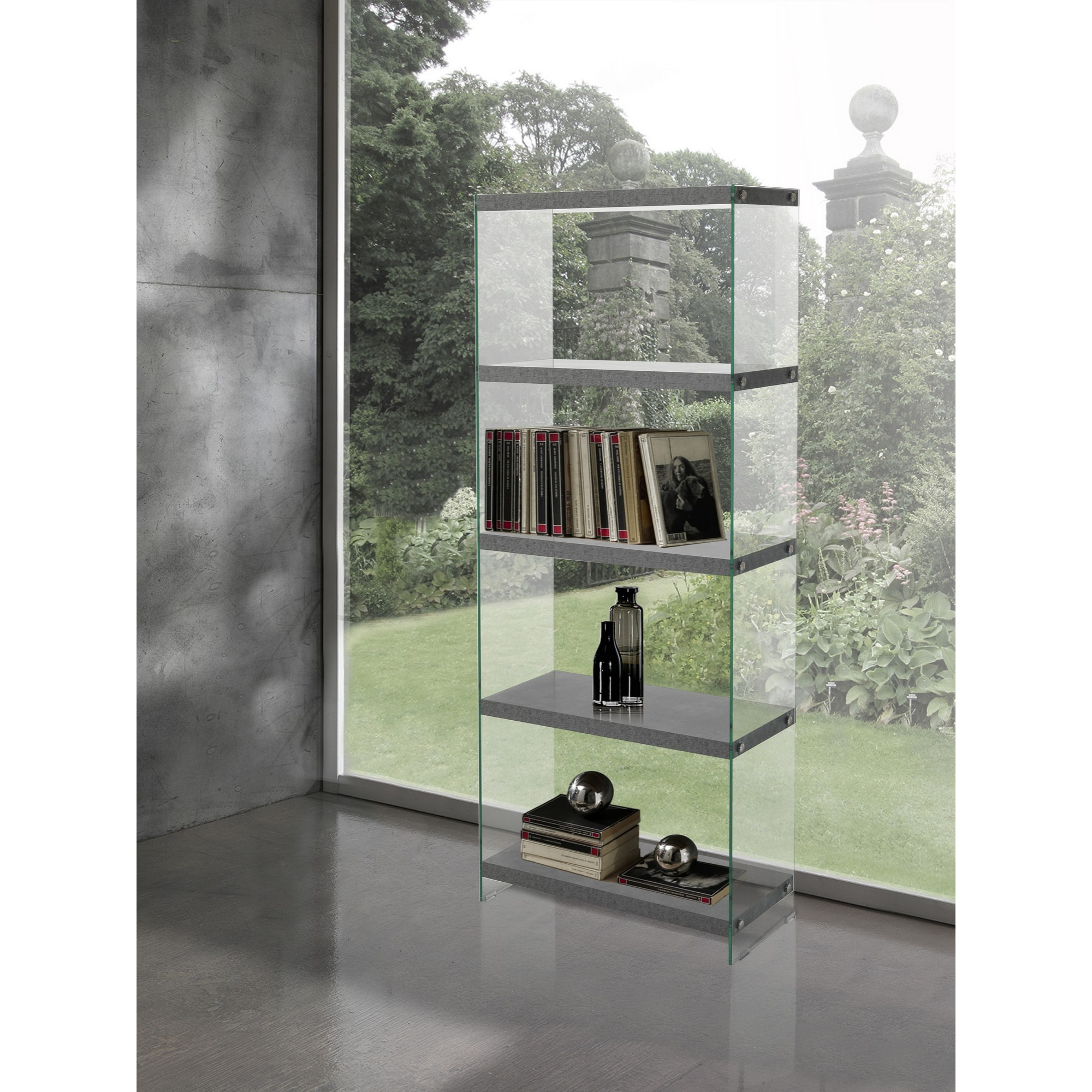 Oresteluchetta libreria 5 ripiani LUCIE 70 CEMENT multicolore