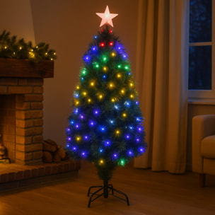 Árbol de navidad de fibra óptica con 135 luces led rgb y 8 funciones de color h.120cm