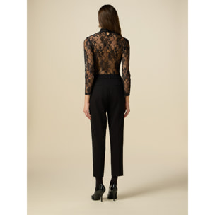 Oltre - Regular fit trousers in Milan stitch - Negro